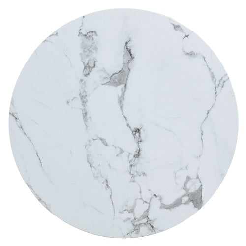 White Marble-Patterned Round Coffee Table