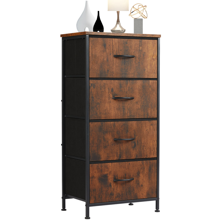 Chest Of Drawers, Metal Frame And Wood Top Dresser