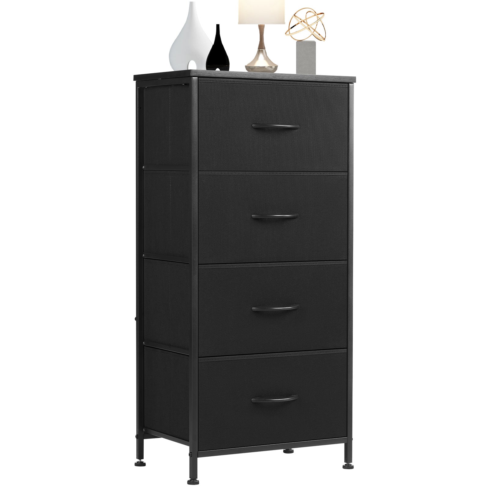 Chest Of Drawers, Metal Frame And Wood Top Dresser