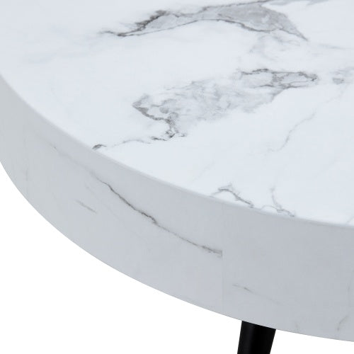 White Marble-Patterned Round Coffee Table