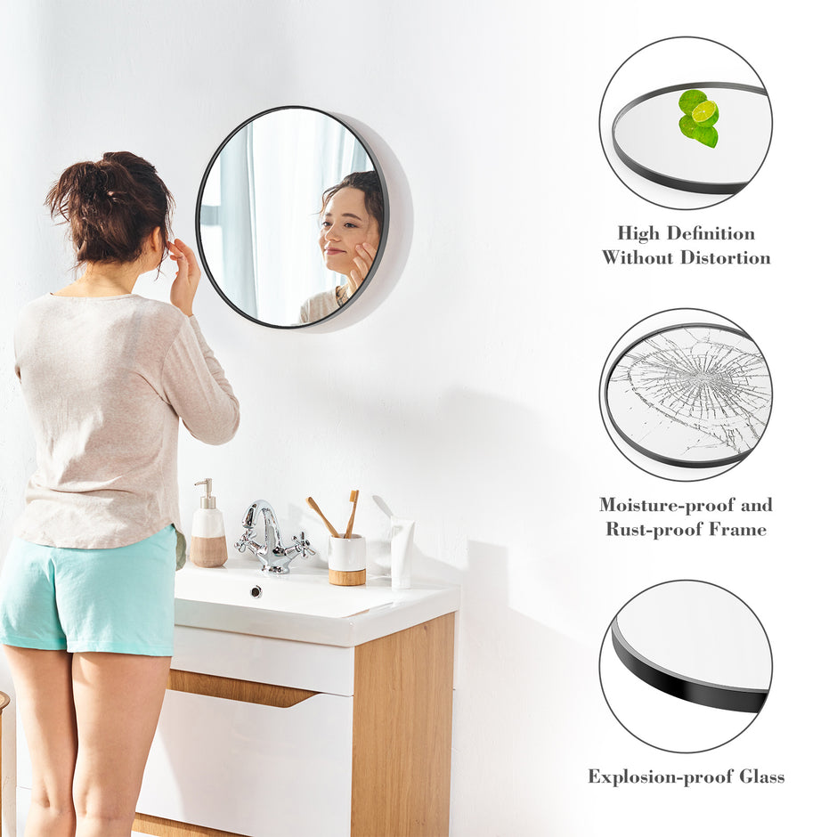 Black Circular Wall Mirror