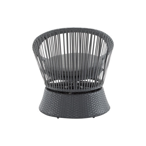 Modern Gray Wicker Lounge Chair With Rattan And Iron Frame