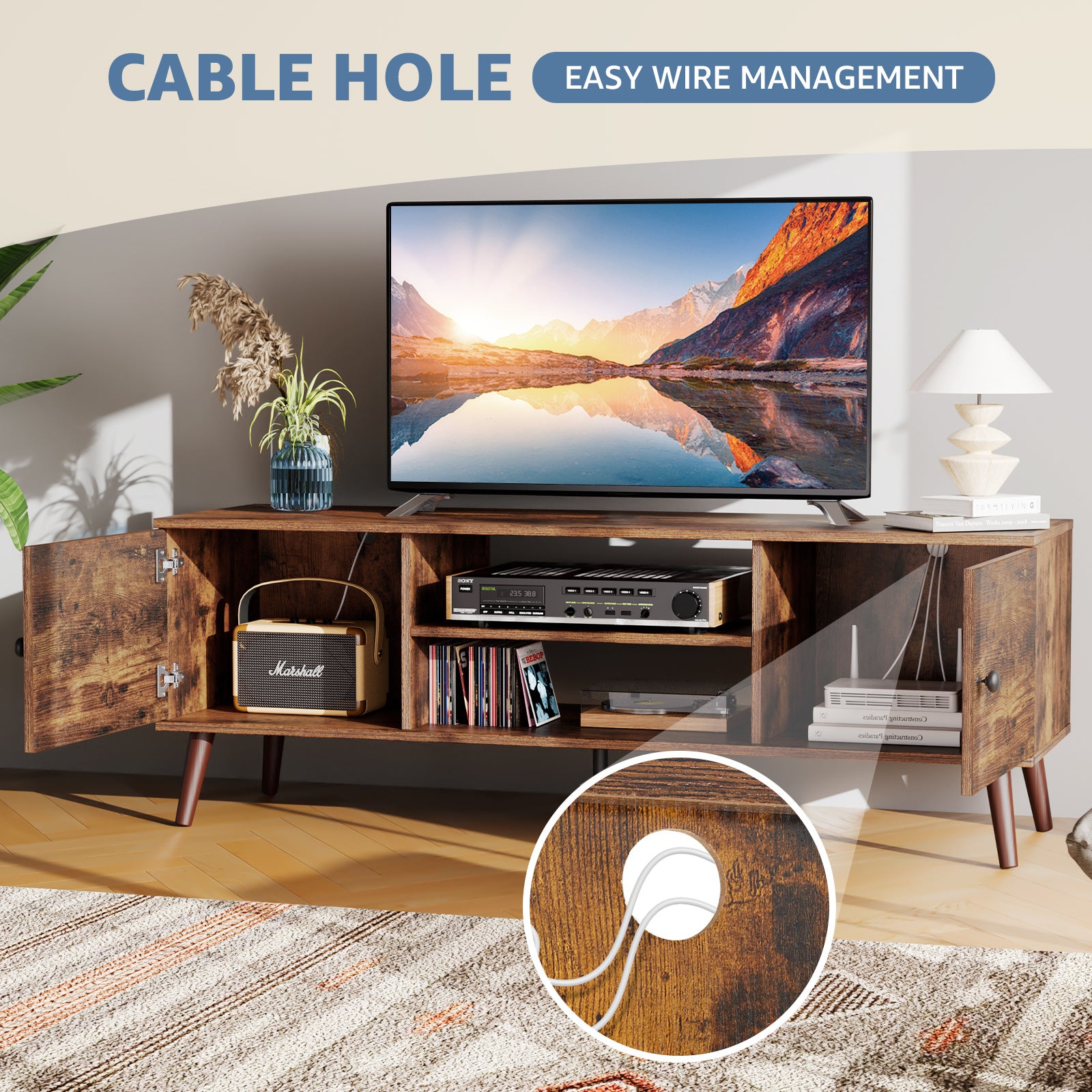Panel TV Cabinet Can Store Black Cabinets