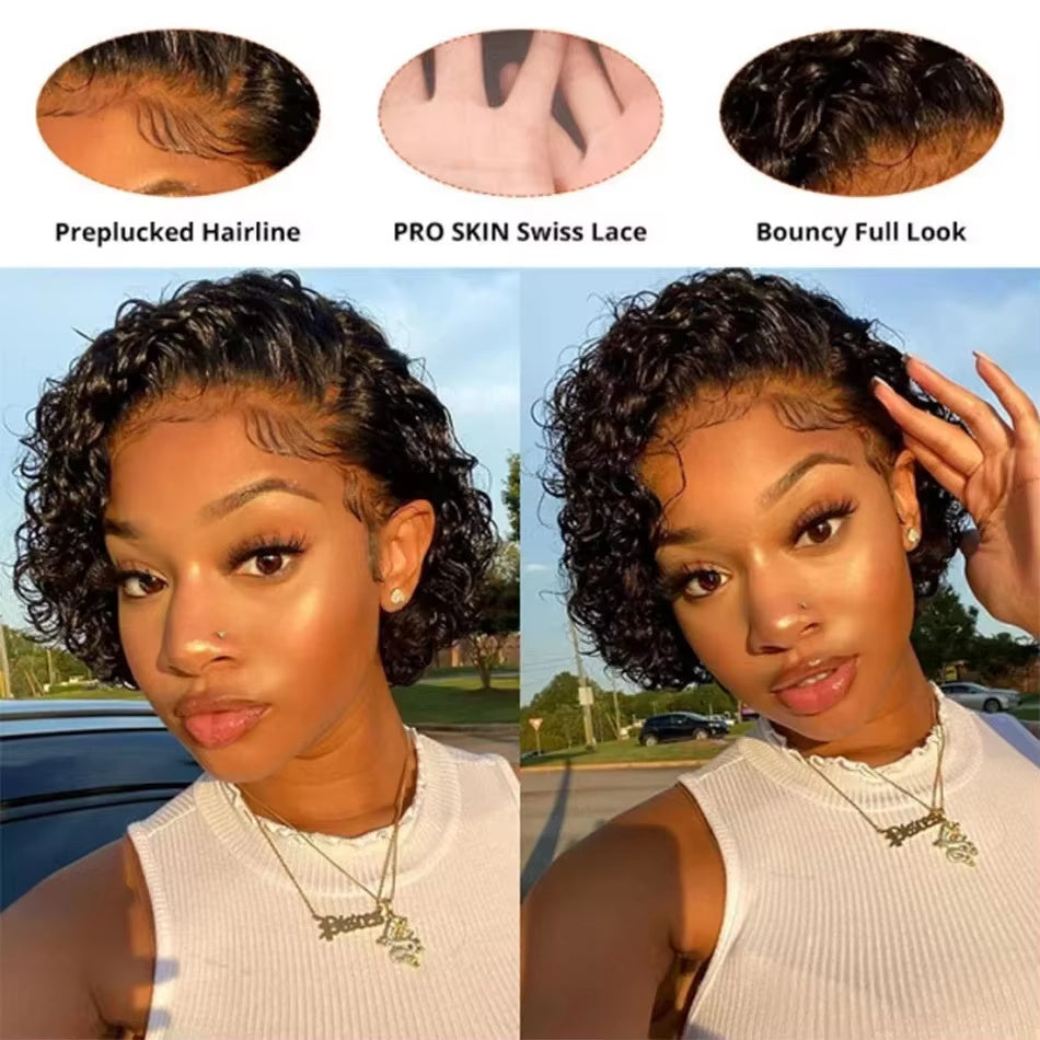 13x1 pixie Wigs Human Hair