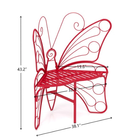 Modern Butterfly Cast Metal Garden Bench