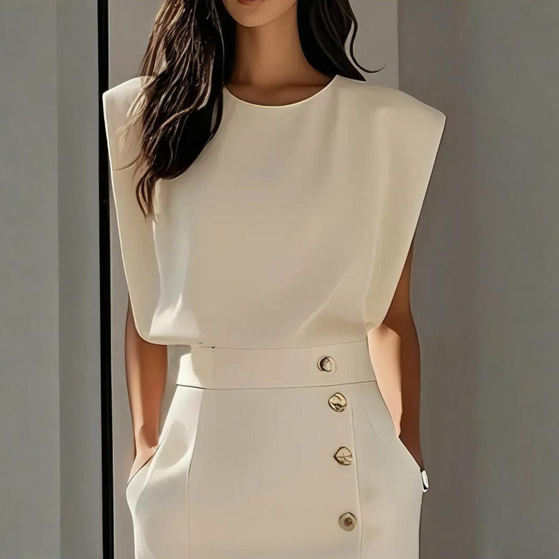 Women's Solid Color Round Neck Short Sleeve Dress With Side Slit
