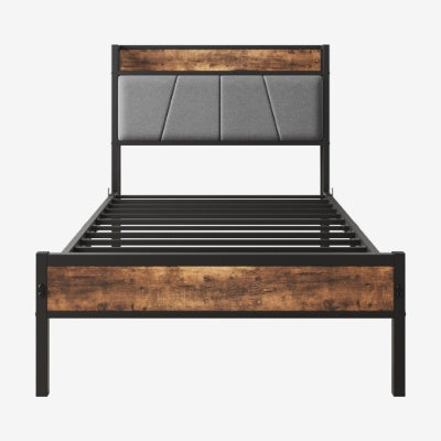 Twin Size Bed Frame, Storage Headboard With Charging Station