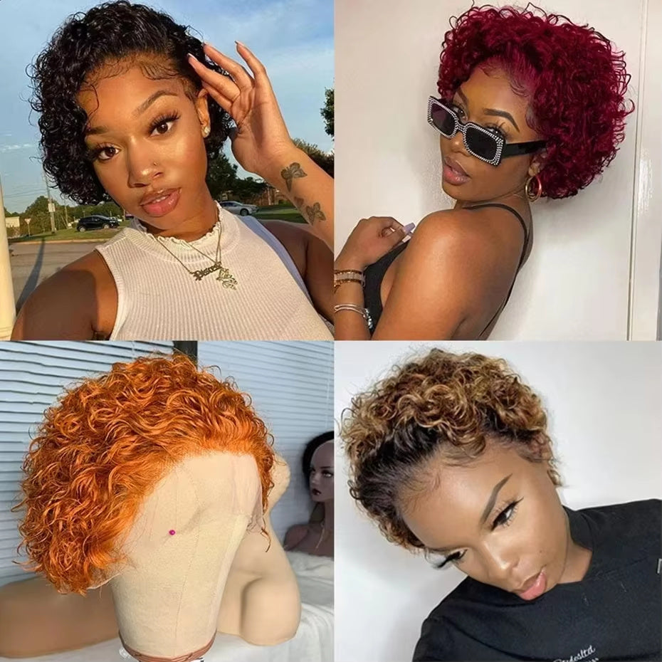 13x1 pixie Wigs Human Hair