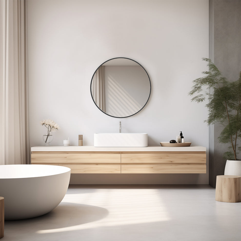 Black Circular Wall Mirror