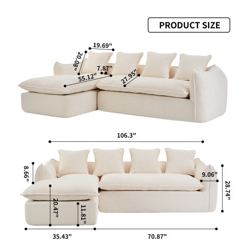 Deep Seat Sofa 3 Seater For Living Room Oversized
