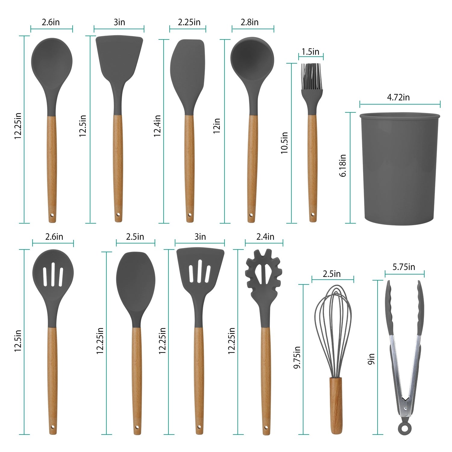 11 Piece Silicone Cooking Tool Set