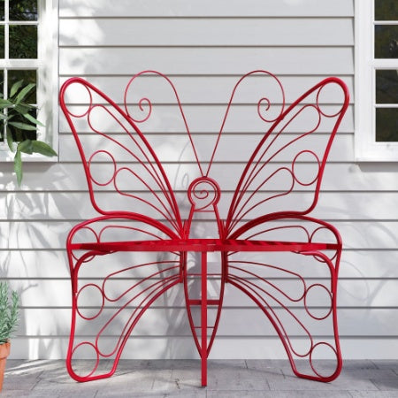 Modern Butterfly Cast Metal Garden Bench