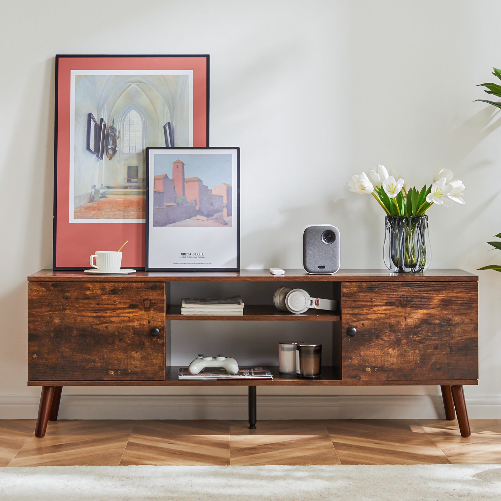 Panel TV Cabinet Can Store Black Cabinets
