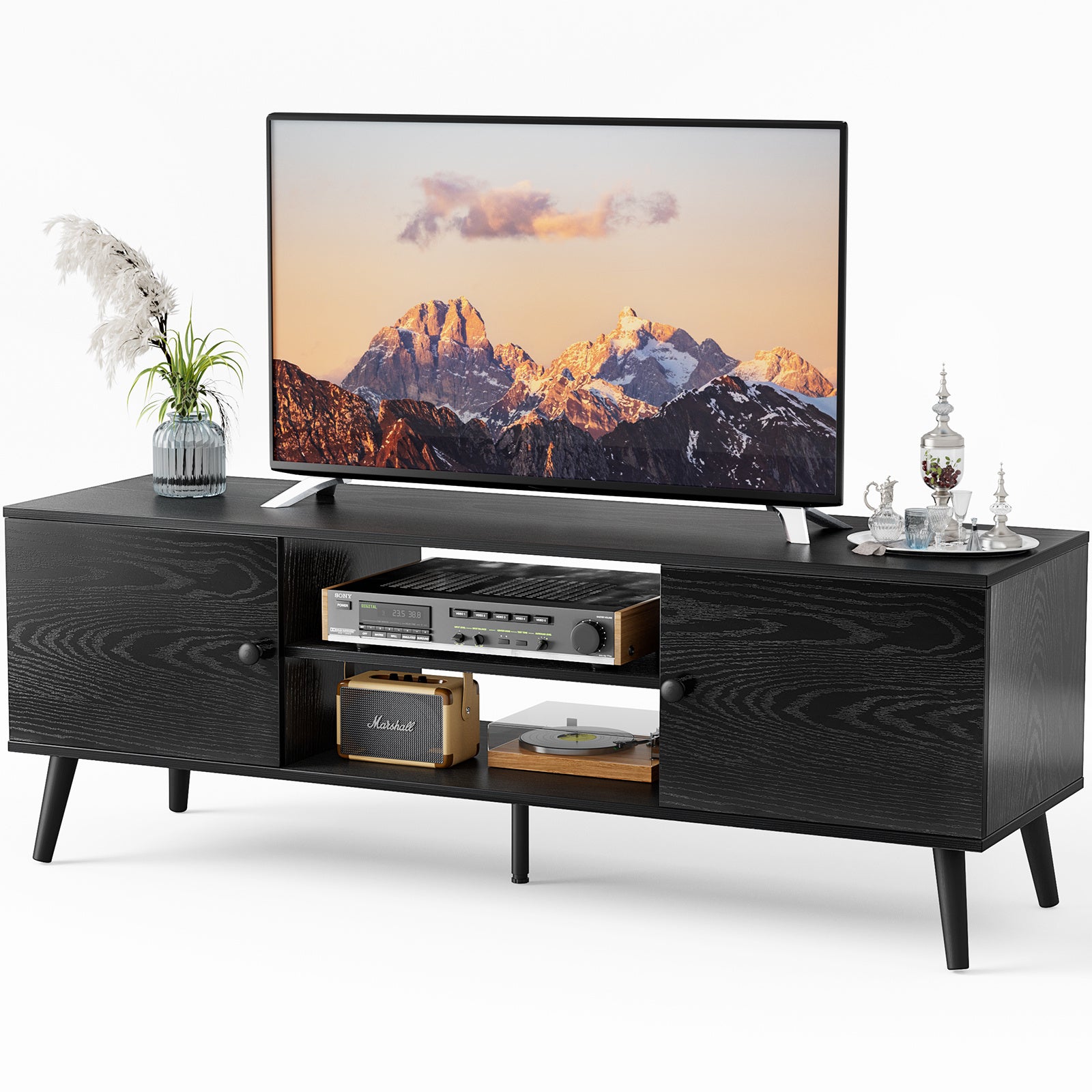 Panel TV Cabinet Can Store Black Cabinets