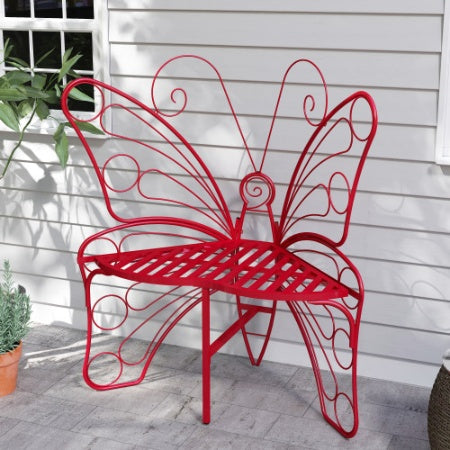 Modern Butterfly Cast Metal Garden Bench