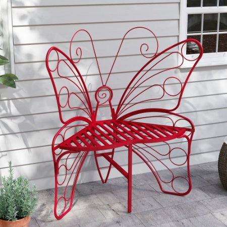 Modern Butterfly Cast Metal Garden Bench