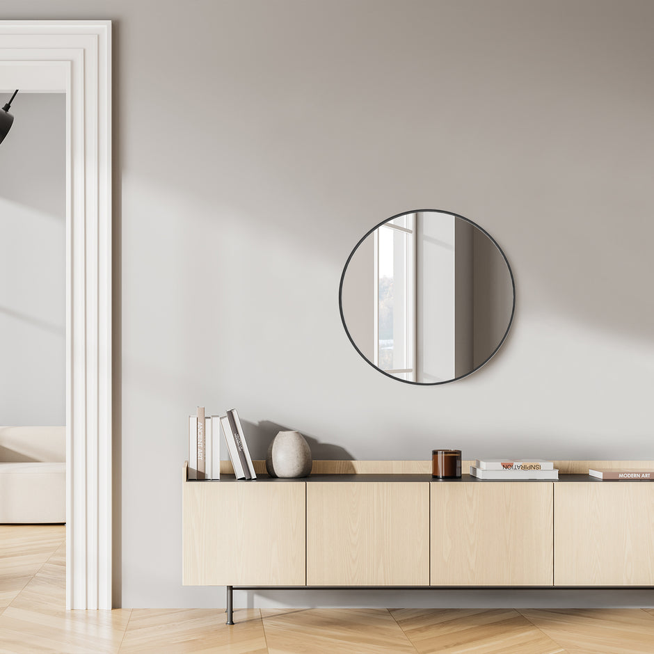 Black Circular Wall Mirror