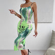 Ladies' Leopard Print Cross Shoulder Strap Backless Dress