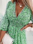 V-neck Printed Dress With Ruffled Sleeves