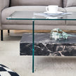 Modern Two-Tier Clear Tempered Glass And Black Marble Texture