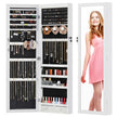 Wall-door Mounted Jewelry Wardrobe Large Capacity Mirror And LED Light Lockable Organizer