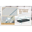 Modern Two-Tier Clear Tempered Glass And Black Marble Texture