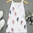 Ladies' V-neck Feather Print