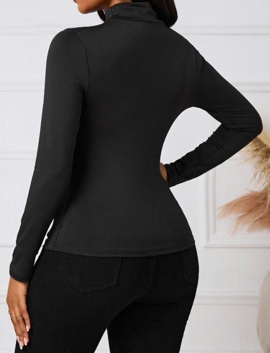 Versatile Autumn And Winter Style Solid Color Base T-shirt Top