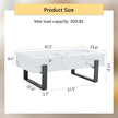 Black and White Minimalist MDF Marble-Patterned Coffee Table.