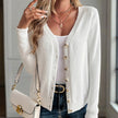 Women's V-Neck Button Front Long Sleeve Knit Cardigan