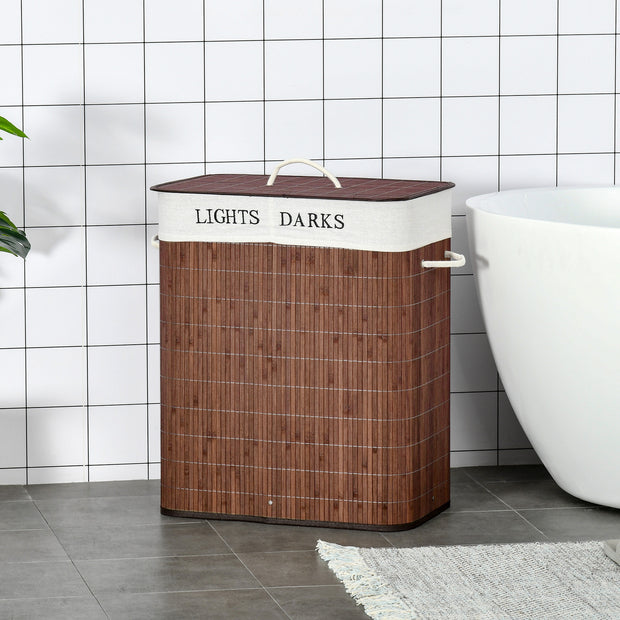 Bamboo Laundry Basket With Lid And String Handles