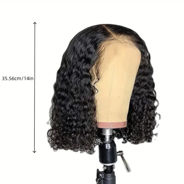 13x4x1 Lace Closed Synthetic Non-toxic Wig Short Bob Jerry Curly Hair Wig 14 Inch Non-adhesive Lace