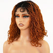 4x4 Lace Front Braided Wig Curly Mini Faux Locs Ombre Brown