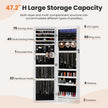 Wall-door Mounted Jewelry Wardrobe Large Capacity Mirror And LED Light Lockable Organizer