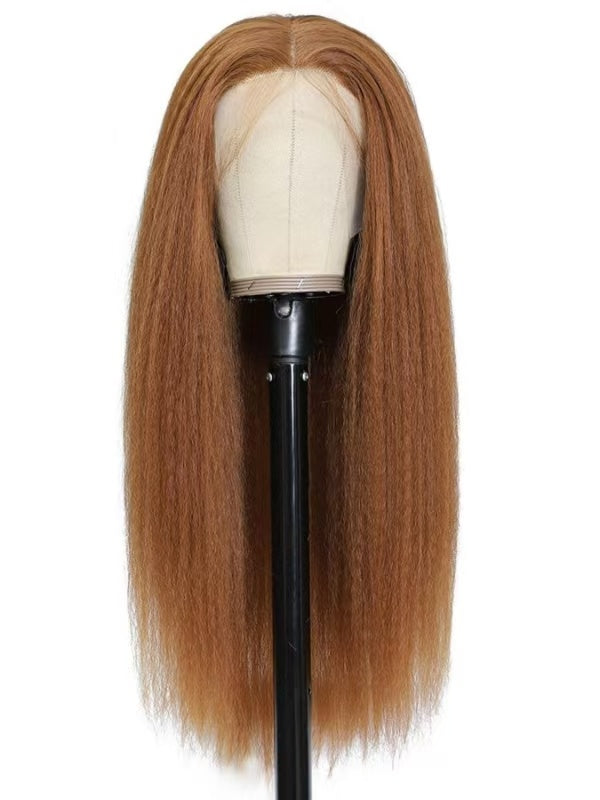 Lace Female Non-toxic Wig, Soft Natural Brown Blonde Hair