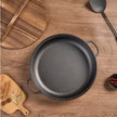 11 Cast Iron Wok With Dual Handles And Wooden Lid, Uncoated Frying Pan