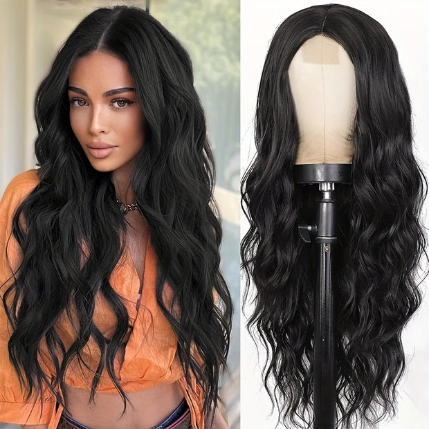 26 Inch Women's Black Long Wave Non-toxic Wig