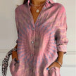 Lapel Long Sleeve Shirt Women's Single-breasted Pleated Shirt