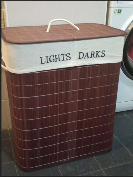 Bamboo Laundry Basket With Lid And String Handles