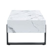 Black and White Minimalist MDF Marble-Patterned Coffee Table.