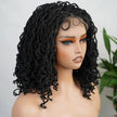 4x4 Lace Front Braided Wig Curly Mini Faux Locs Ombre Brown