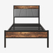 Twin Size Bed Frame, Storage Headboard With Charging Station