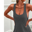 Women's Scoop Neck Solid Sleeveless Summer Beach Tank