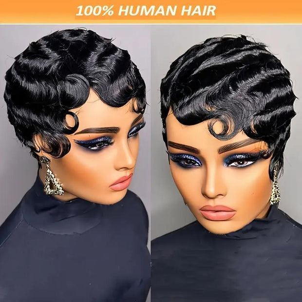 Ladies' Stylish 6-inch Deep Wave Elf Haircuts Non-toxic Wig