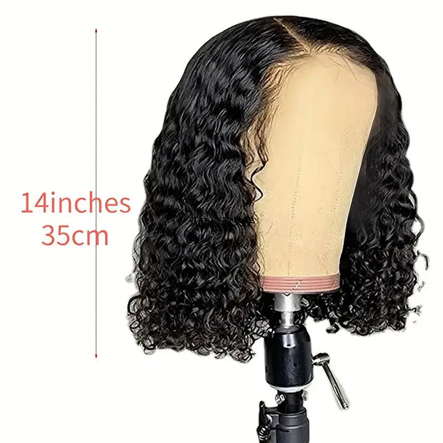 13x4x1 Lace Closed Synthetic Non-toxic Wig Short Bob Jerry Curly Hair Wig 14 Inch Non-adhesive Lace