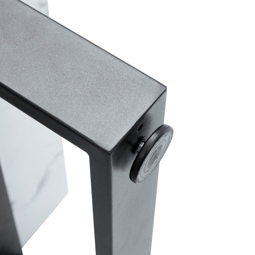 Black and White Minimalist MDF Marble-Patterned Coffee Table.