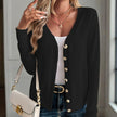 Women's V-Neck Button Front Long Sleeve Knit Cardigan