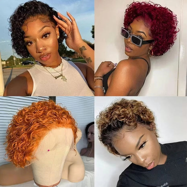 13x1 pixie Wigs Human Hair