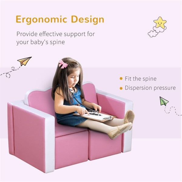 Children's 2-in-1 Sofa Set - Pink