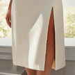 Women's Solid Color Round Neck Short Sleeve Dress With Side Slit